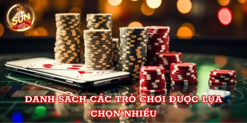 Danh sách các trò chơi được lựa chọn nhiều